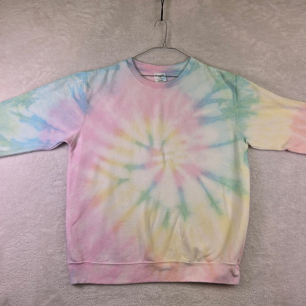 Dreamsicle Womens XL Tie Dye Sweatshirt Pastel Pink Yellow Blue Crewneck 4088